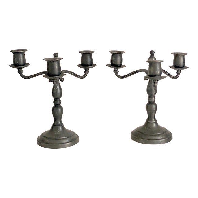 Tin Candlesticks, 1890s, Set of 2 For Sale