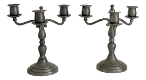 Tin Candlesticks, 1890s, Set of 2