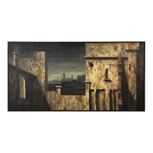 Vintage Fantasy Realist Cityscape by Paul Gorka, Signed/Framed (C. 1965, Oil on Canvas)