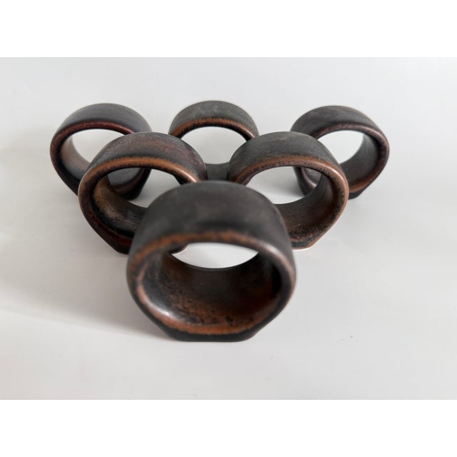 Ceramic Ruska Napkin Ring by Ulla Procope for Arabia Finland, 1960s, Set of 6 For Sale - Image 7 of 7