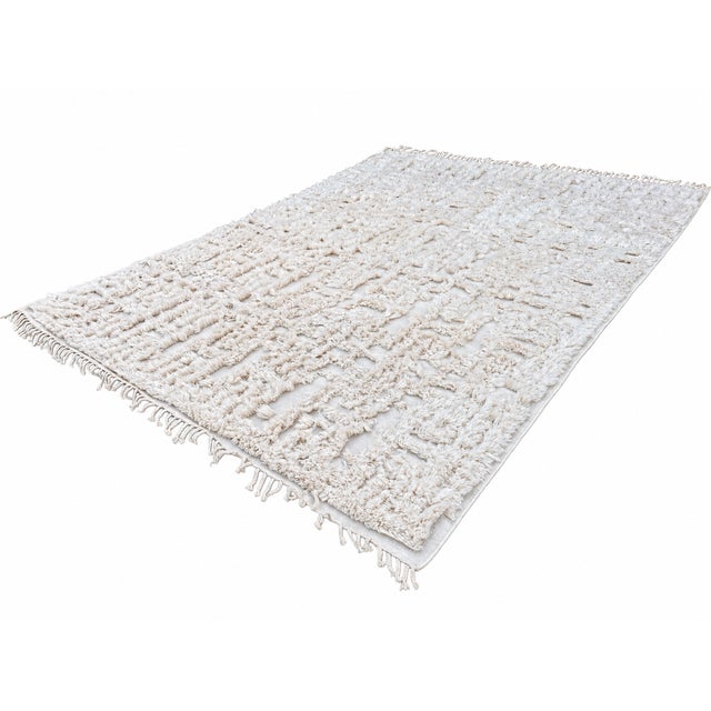Rh Cabila Wool Rug – 9' × 12' Ivory | 87% Wool & 13% Cotton | Hand-Knotted High-Low Construction For Sale - Image 15 of 18