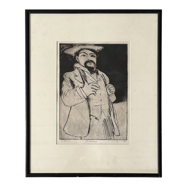 Vintage Etching Portrait of a Gentleman For Sale