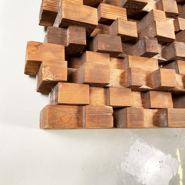 Brown Italian Modern Geometric Decorative Panel in Wood, 1980s For Sale - Image 8 of 11
