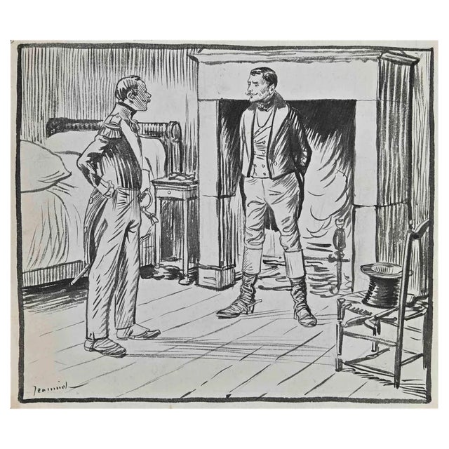 Pierre Georges Jeanniot, Conversation, Ink Drawing, Early 20th Century For Sale