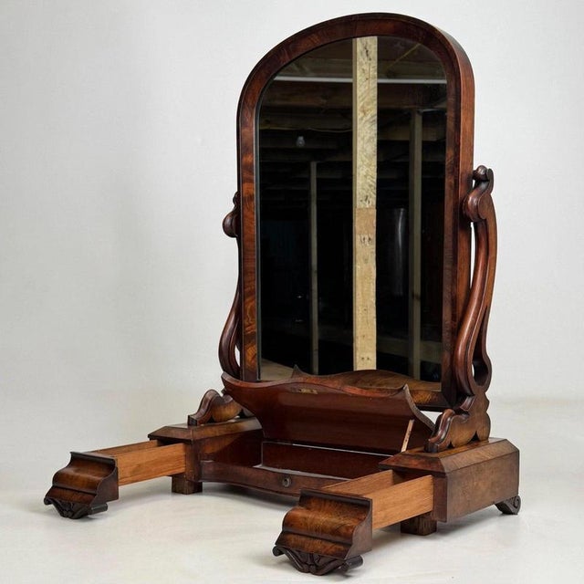 Antique English Mahogany Dressing Mirror, 1870s For Sale - Image 4 of 16
