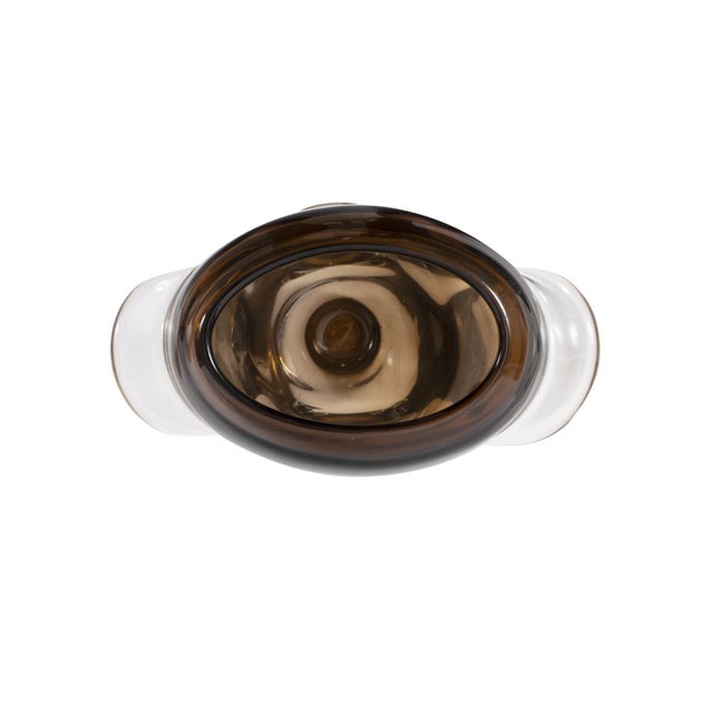 Glass Smokey Umber Flared Edged Glass Vase- Tall For Sale - Image 7 of 11