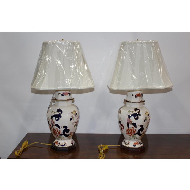 Traditional 1970s Mason's Ironstone Blue Mandalay Lamps - A Pair For Sale - Image 3 of 12