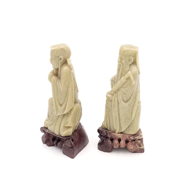 Pair of Chinese Soapstone Immortals, Circa 1900 For Sale - Image 4 of 9
