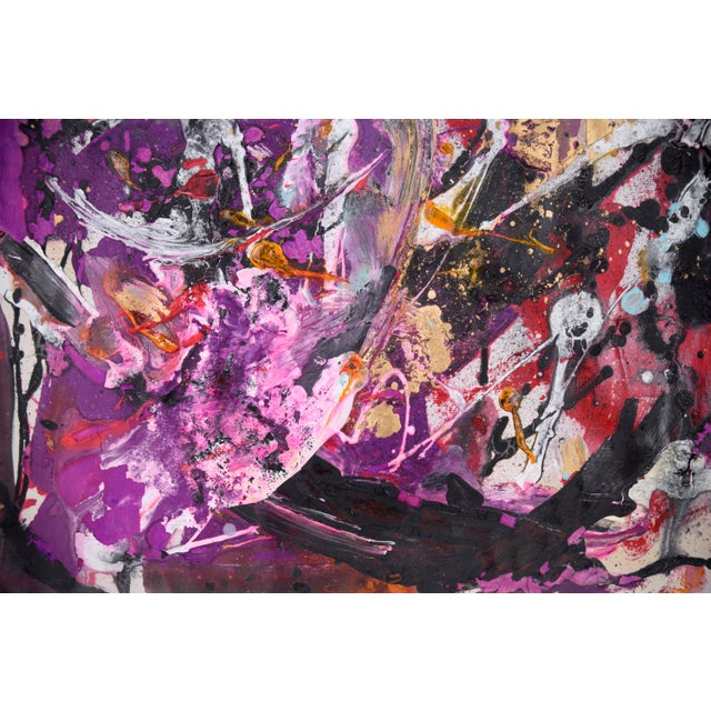 Abstract Expressionism "Samba Underground" Abstract Expressionist Acrylic on Paper. By Ricardo De Silva For Sale - Image 3 of 3
