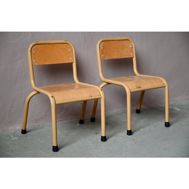 Vintage Beige Tubular Nursery School Chair, 1960s For Sale - Image 4 of 11