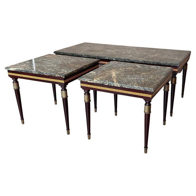 Mid 20th Century Set of Three Italian Modernist Midcentury Bronze-Mounted Coffee Tables For Sale - Image 15 of 18