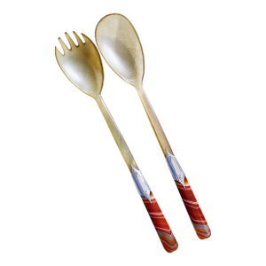 Antique Scottish Horn, Agate & Sterling Silver Serving Set- a Pir