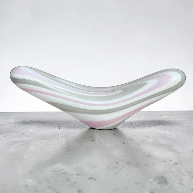 Mint Vetri-Murano Glass Art Crescent Shaped Table Lamp For Sale - Image 8 of 10