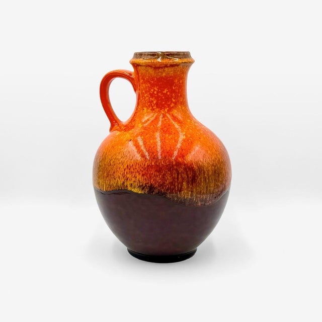 Orange Ceramic Ball Vase with Handle from Jasba, 1970s For Sale - Image 9 of 9