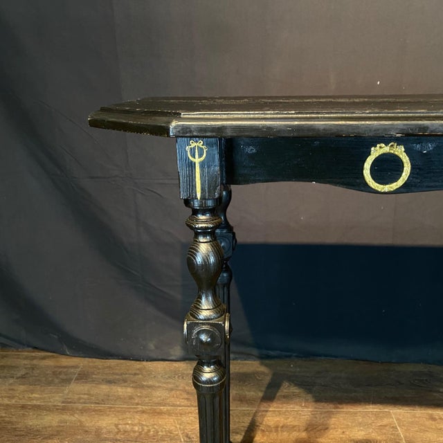 Neoclassical Ebonized Wood Spanish Sofa Table or Console With Turned Legs For Sale - Image 3 of 12