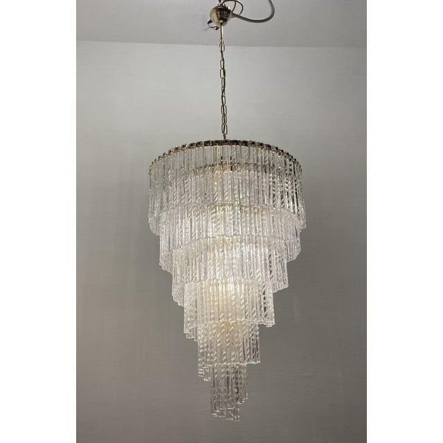 Large Murano Glass Rod Chandelier 1980s For Sale - Image 4 of 13