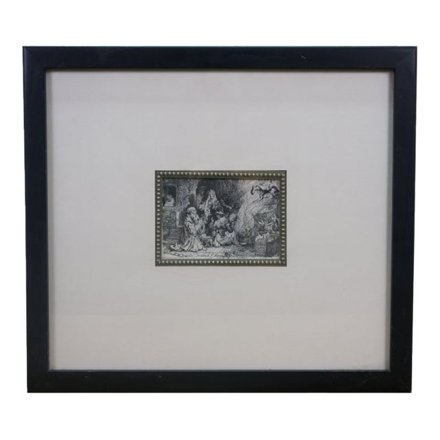 19th Century Rembrandt Etching "The Angel Departing From the Family of Tobias" Framed For Sale