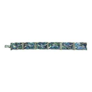 Vintage Sterling Ablaone Inlay Bracelet Mexico