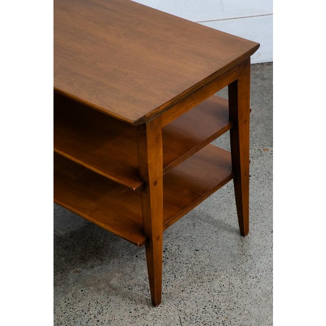 1960s Mid Century Modern Table Solid Wood End Side Nightstand 3 Tier Vintage Rectangular For Sale In Sacramento - Image 6 of 12