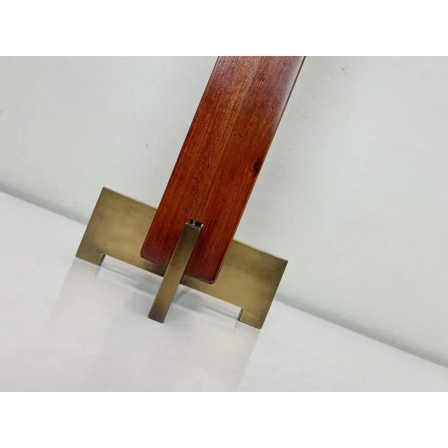 Art Deco Style Teak and Brass Skyscraper Table Lamp, 1980s For Sale - Image 4 of 13