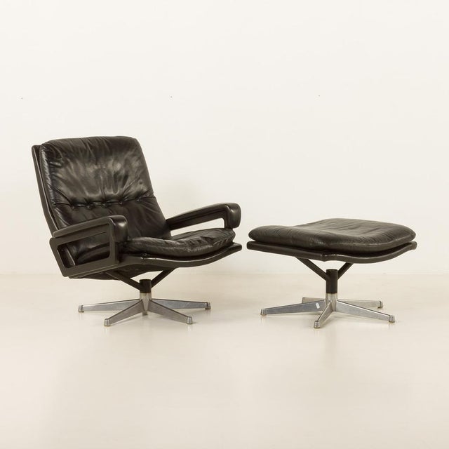 Vintage Lounge Chair with Ottoman by André Vandenbrouck for Strassle Model King, Switzerland, 1960s, Set of 2 For Sale - Image 12 of 18