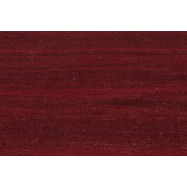 1950s Vintage Afghan Solid Kilim in Red with Geometric Tribal Patterns - Rug & Kilim For Sale - Image 5 of 9