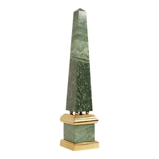 1980s Decorative Crafts Lacquered Green Marble Obelisk For Sale