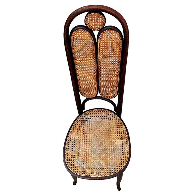 Brown Mid 19th Century Vienna Secession Bent Oak & Cane High Back Side Chair No. 16 Attributed to Thonet For Sale - Image 8 of 8
