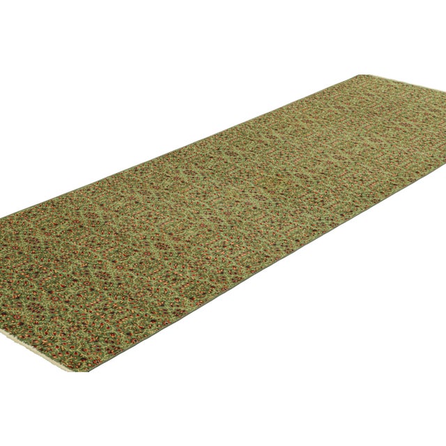 Rug & Kilim Vintage Zeki Müren Runner Rug in Green With Floral Pattern, From Rug & Kilim For Sale - Image 4 of 7