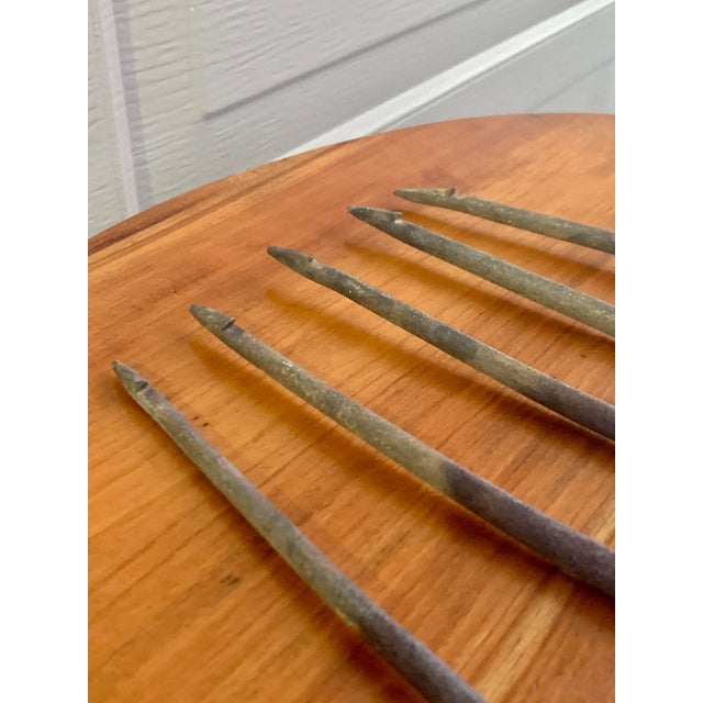 Late 19th Century 19th-Century Hand-Forged Five-Prong Iron Fishing Spear For Sale - Image 5 of 10