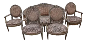 Louis XVI Golden Wood Living Room, Set of 5