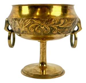 Antique Danish Brass Footed Pedestal Bowl from Malm, 1950s