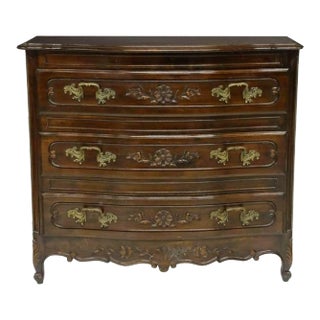 Fine Antique Country French Provincial Louis XV Style Carved Solid Wood & Bronze Chest of Drawers Dresser For Sale