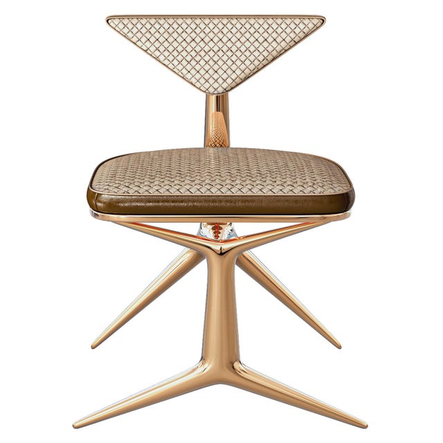 "Dino" Chair, with Bronze and Tailor Made Leather & Woven Leather Bizimyer Furniture. Unmatched. Unrivalled. Designed by...