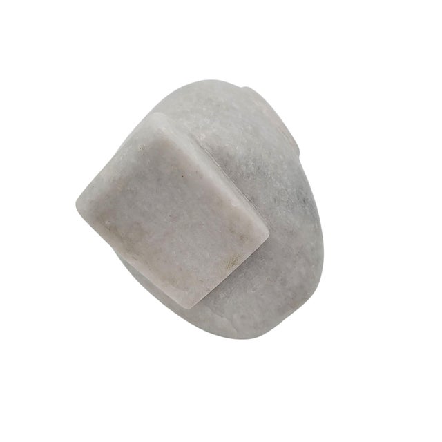 Contemporary Solid Carved White Marble Penguin Sculpture 10" Tall For Sale - Image 3 of 6