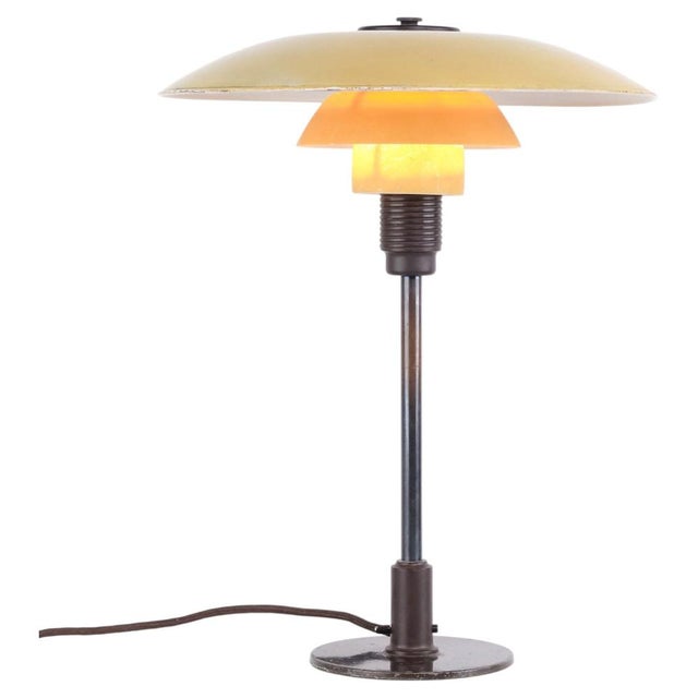Table Lamp with Yellow Metal Top Shade by Poul Henningsen for Louis Poulsen, 1930s For Sale - Image 10 of 10