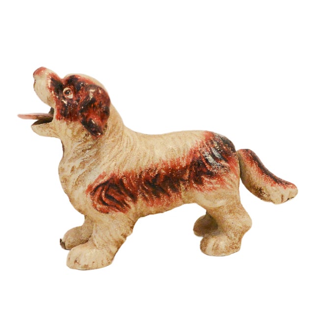 1990s Vintage Cavalier King Charles Spaniel Mechanical Cast Iron Puppy Bank For Sale - Image 5 of 11