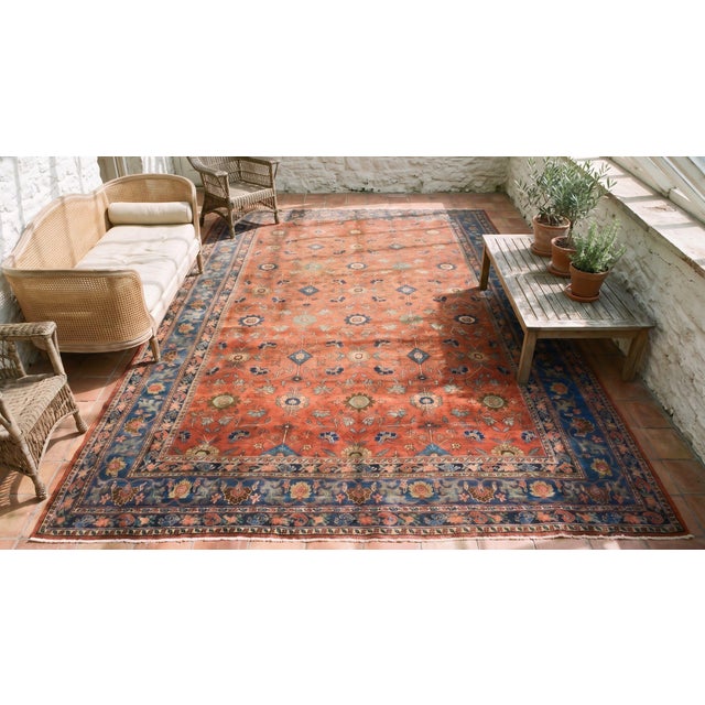 1900s Red Rust Rustic Floral Antique Persian Bijar Rug 11' 0" X 17' 3" Handknotted Wool Carpet For Sale In New York - Image 6 of 8