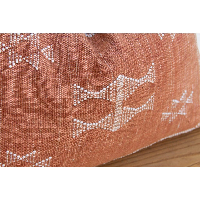 Terracotta Diamond Lumbar Moroccan Silk Pillow For Sale In Los Angeles - Image 6 of 8