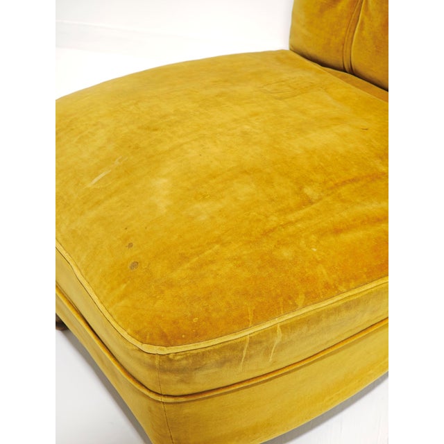 Gold Italian Velvet Chair with Capitonné Workmanship, 1950s For Sale - Image 8 of 10