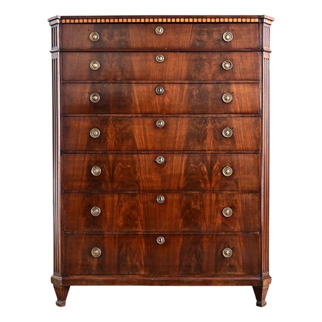 Dutch 19th Century Seven-Drawer Mahogany Chest For Sale