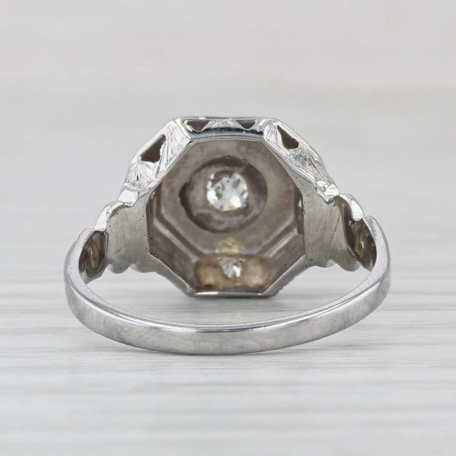 0.18ct Art Deco Diamond Star Ring 18k White Gold Size 7.25 Ornate Hand Finished For Sale In Greensboro - Image 6 of 8