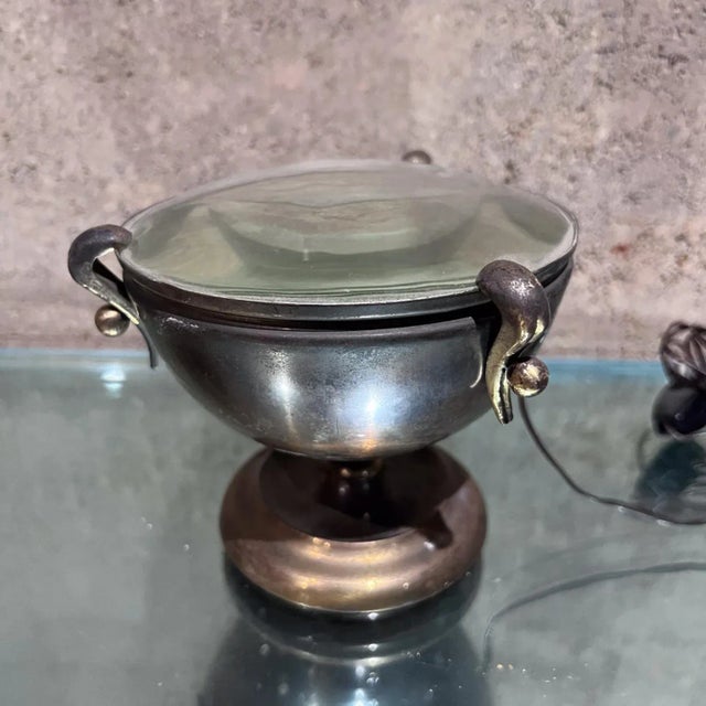 For your consideration, a vintage 1950s Italian brass and art glass urn desk lamp, designed in the style of Fontana Arte...