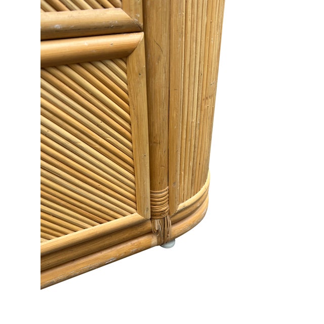 Vintage Pencil Reed Style Rattan Wicker Dresser or Credenza in Coastal Boho Chic Style For Sale - Image 11 of 11