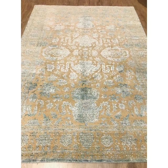 1970s Indian Wool and Silk Rug, 1970s For Sale - Image 5 of 18