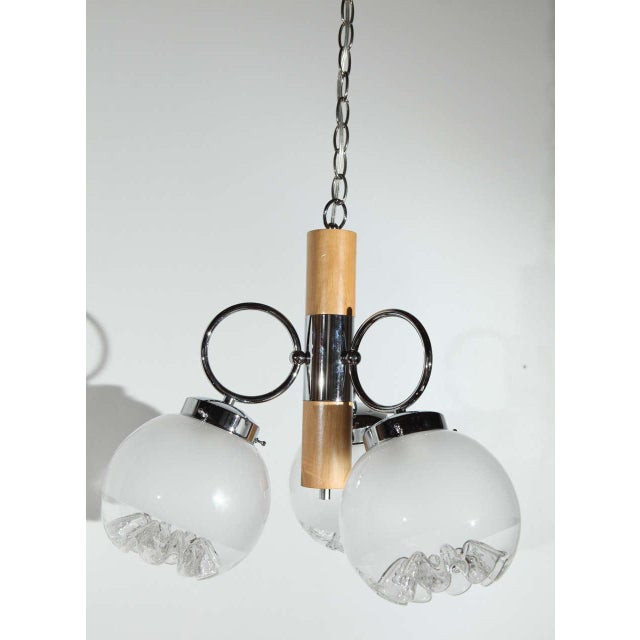 1970s 1970's Wood, Chrome & Glass Italian Fixture - 2 For Sale - Image 5 of 10