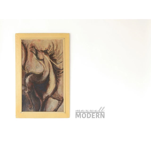 Stunning mid century era wild horse painting signed B. Cale from 1960. Beautiful monochromatic colors with a lot of energy...