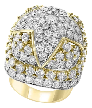 9 Carat Diamonds VS Quality Dome Shape Cocktail Platinum and Gold Ring Estate