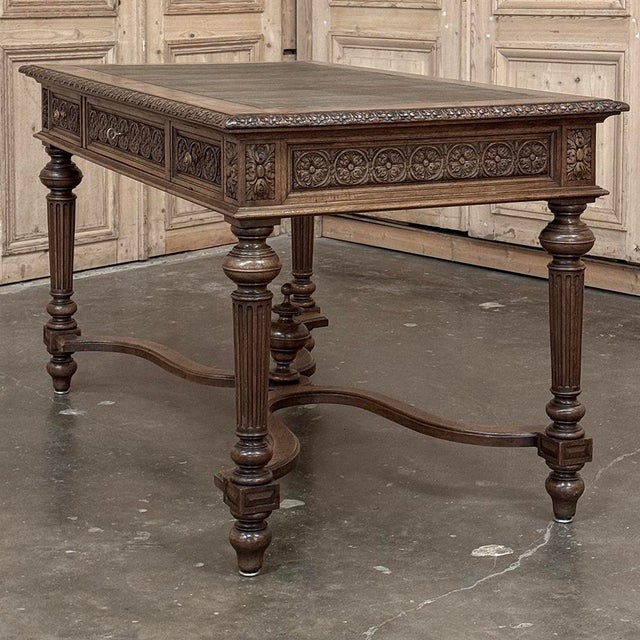 19th Century French Neoclassical Walnut Desk ~ Double Faced For Sale - Image 14 of 18