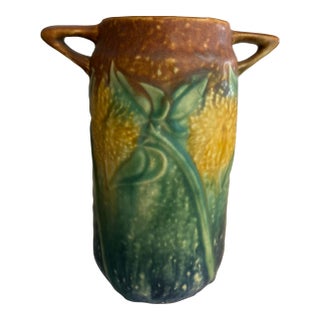 Antique Roseville Sunny Farm Sunflower Art Deco Pottery Flower Garden Home Vase For Sale